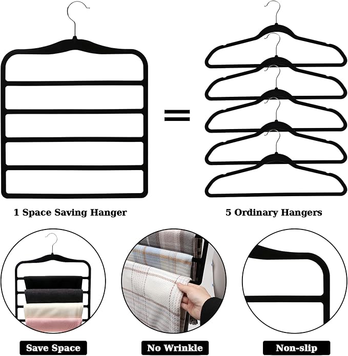 Closet Organizers and Storage, 3 Pack Velvet Pants-Hangers-Space-Saving - Image 6