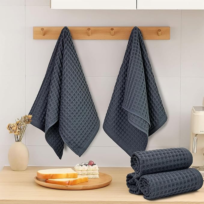 Jacquotha Waffle Hand Towels for Bathroom 5-Piece – Cotton Quick Dry Lint Free - Image 8