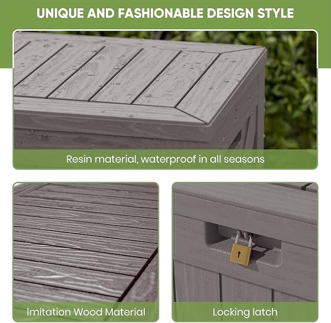 Patiowell 120 Gallon Large Deck Box, Outdoor Lockable Storage Box for Gardening Tools, Waterproof Deck Box for Patio Furniture, Brown - Image 3
