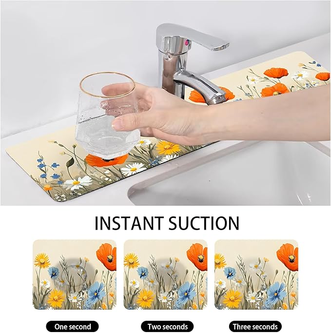 Bimkole 2 PCS Faucet Absorbent Mat, Kitchen Faucet Sink Splash Guard Wraparound - Image 4