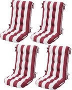 SERWALL HDPE Outdoor Rocking Chair Cushion Set of 4, Memory Foam Cushion Red White by SERWALL