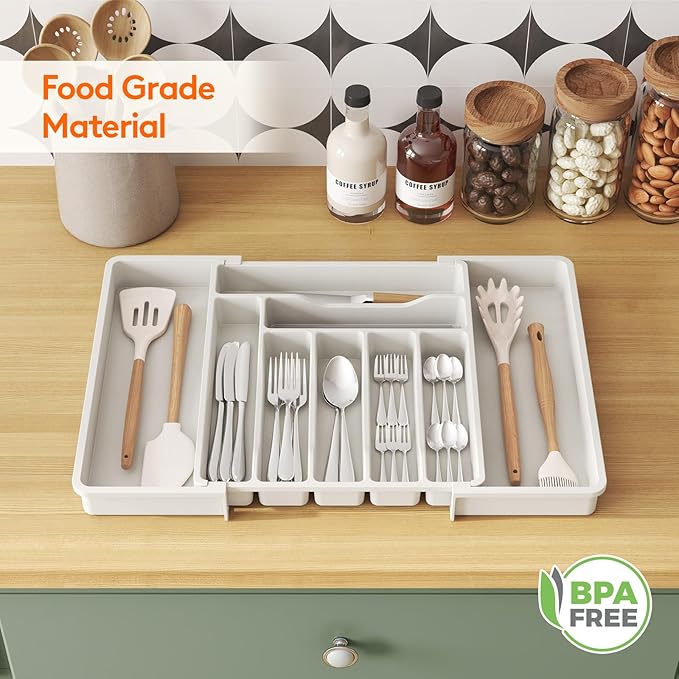 Lifewit Utensil Organizer for Kitchen Drawer, Expandable Cooking Silverware Tray - Image 9
