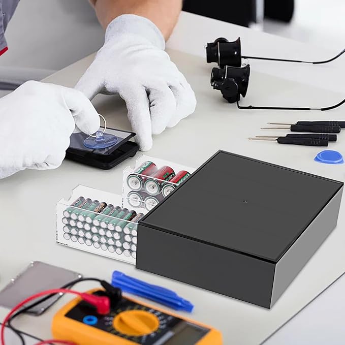 BTSKY 1 Pack Black Acrylic Battery Storage Organizer - Image 7