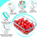VERONES 5 Pack 36 OZ Glass Meal Prep Containers, Airtight Glass Lunch - Image 5