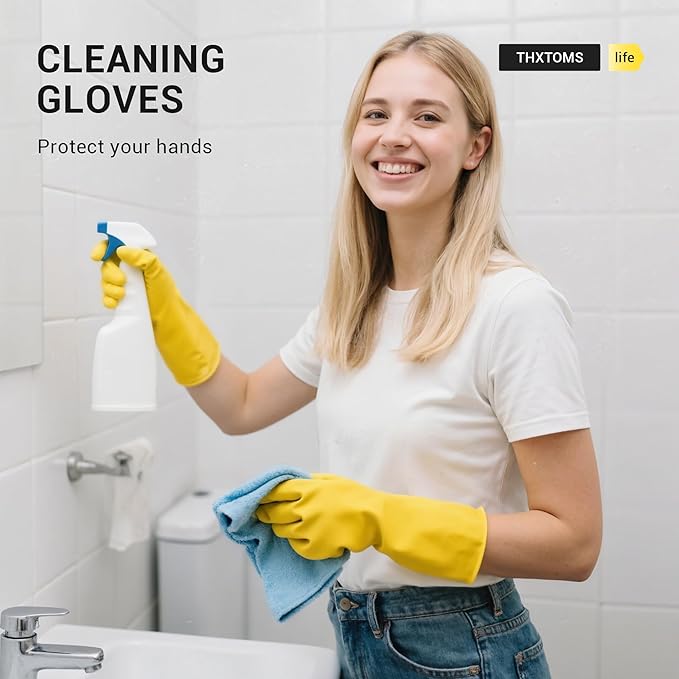 6 Pairs Rubber Cleaning Gloves, Reusable Dishwashing Gloves, Household Dish - Image 9