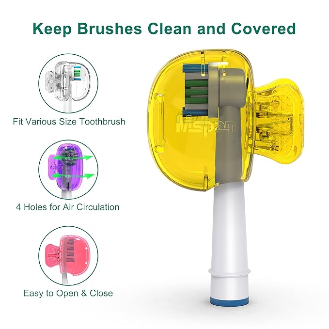 Mspan Toothbrush Head Cover Cap: Tooth Brush Protector Clip Compatible - Image 3