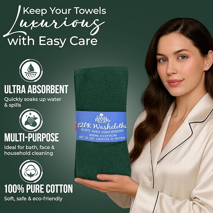 DAN RIVER 12 Pack Wash Cloths for Showering - Image 4
