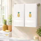 2 Pcs Pineapple Hand Towels White-Yellow Bathroom Decor 14x29 Inch Embroidered - Image 5