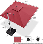 PURPLE LEAF 10' X 12' Patio Umbrella Outdoor Rectangle Umbrella Large Cantilever Umbrella Windproof Offset Heavy Duty Sun for Garden Deck Pool Patio, Terra - Image 8