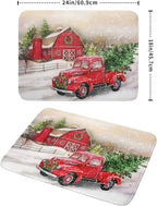 Red Truck Dish Drying Mat Xmas Tree Dish Drainer Rack Mat Winter Microfiber - Image 2