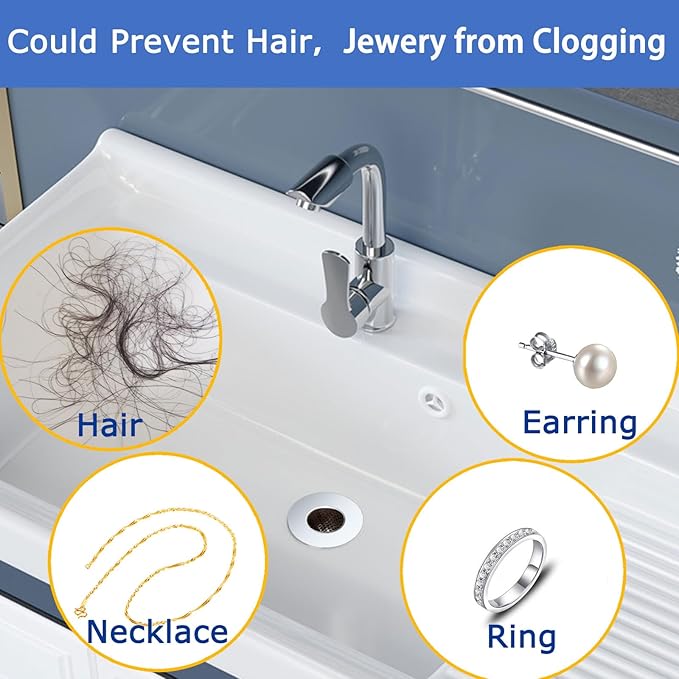 Bathroom Sink Drain Strainers for 1.1"-1.6" Depth Than 1.6" Drain Hole Catcher - Image 2