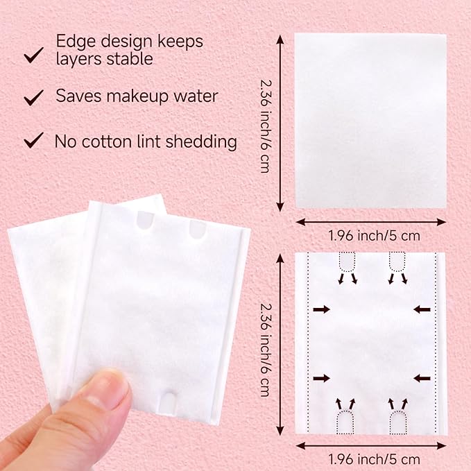 600 PCS Square Cotton Pads, Soft and Lint-Free, Includes 400 Ultra-Thin and 200 - Image 3