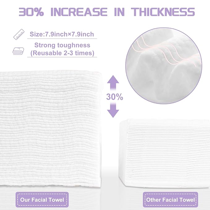Disposable Face Towel 200 Count, Soft Cotton Face Towels, Dry Wipes Facial - Image 6