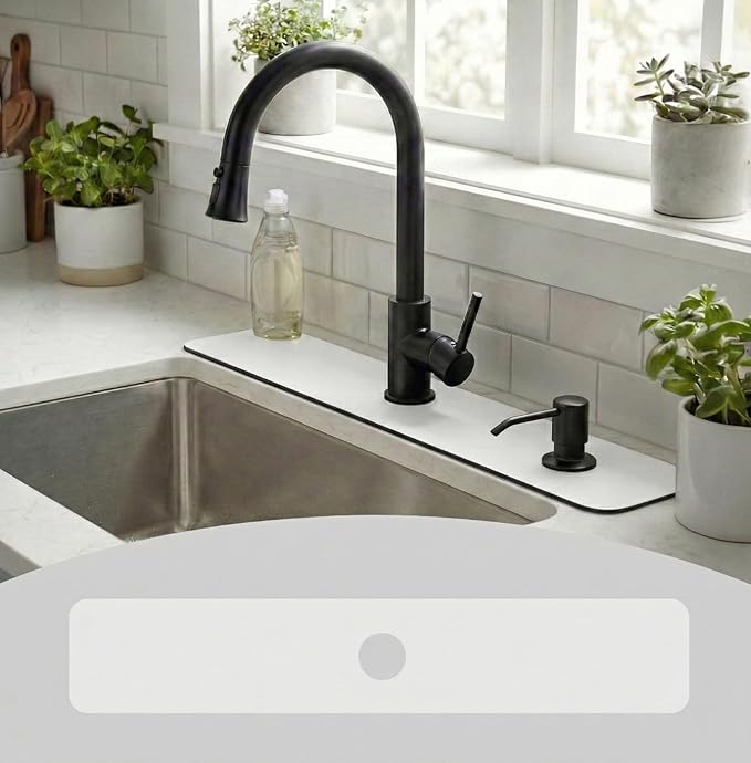 Customizable Kitchen Sink Faucet Mat: 30" Lx5.5 W Absorbent Splash Guard by EazziSwitch