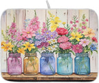 Spring Floral Jars Rustic Dish Drying Mat by ALAZA