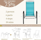 MAMIZO Patio Dining Chairs, Stackable All Weather Teslin Chair, Heavy Duty Outdoor Breathable Chairs Set, w/Armrests, Upgraded Chair FeetW/Strenthened Iron Spacers, 330 LBS (4, Turquoise Blue) - Image 4