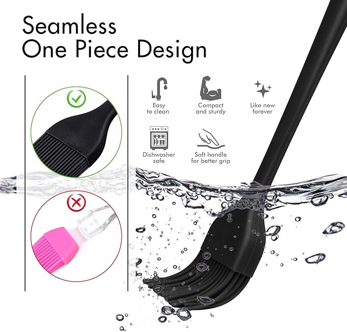 HOTEC 600℉ Heat Resistasnt Basting Brushes, BPA Free Silicone Pastry Brush - Image 4