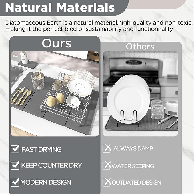 2PCS Stone Drying Mat for Kitchen Counter, Stone Dish Drying Mat - Image 5