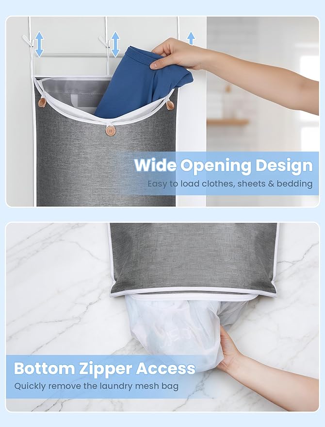 NiHome XXL Hanging Laundry Hamper Bag 39.4"x22.4" - Image 4