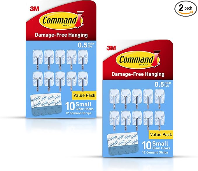 Command Small Clear Wire Toggle Hooks, Damage-Free Adhesive by Command