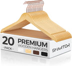 Smartor Wooden Hangers 20 Pack, Solid Wood Coat Hanger by Smartor
