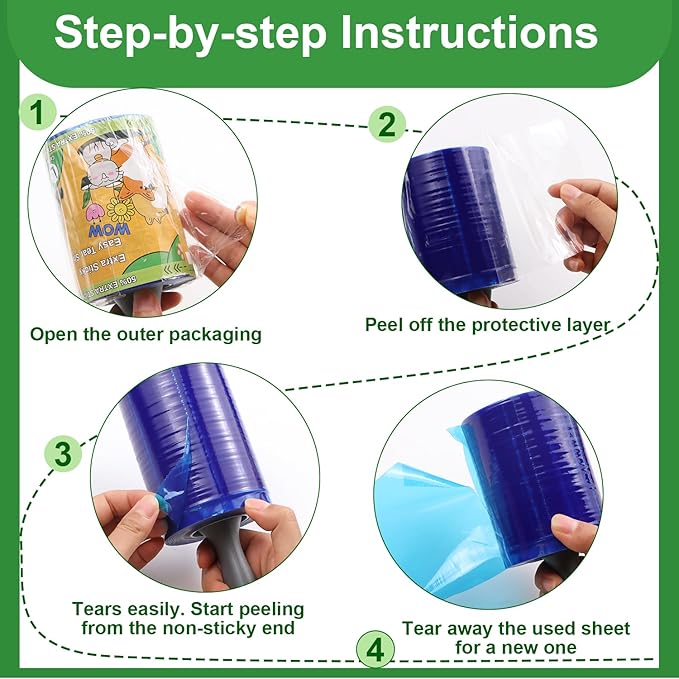 Lint Rollers Pet Hair Value Pack of 500 Sheets, Extra Sticky Lint Remover - Image 6