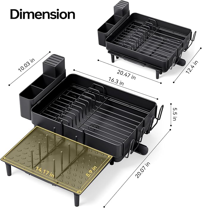 Dish Drying Rack for Kitchen Counter, 304 Stainless Steel Dish Rack, Expandable - Image 8