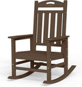 Oversized Outdoor Rocking Chair, HDPE All Weather Resistant Rocking Chairs for Patio, High Back Porch Rocker Chair, 380lbs Weight Capacity, Brown by Suunyn