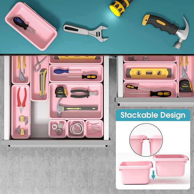 16 PCS Drawer Organizer Set, 4 Size Makeup Drawer Divider Organizer - Image 5