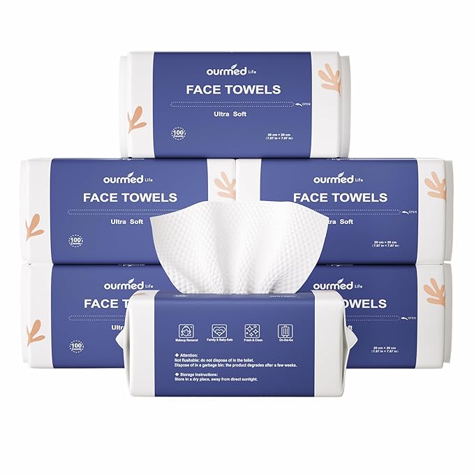 Ourmed Life Face Towels, Disposable Biodegradable Clean Facial Wash Cloth by ourmedlife