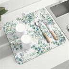 Spring Sage Green Leaves Dish Drying Mat - Image 8