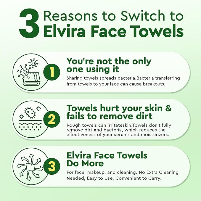 Elvira 200 Count Disposable Face Towels, Biodegradable Skincare Facial - Image 3