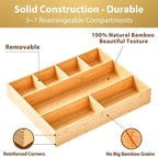 Umilife Large Bamboo Desk Drawer Organizer, Wood Junk Organizer Tray - Image 5