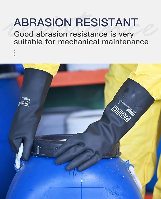PACIFIC PPE 2 Pairs Chemical Resistant Gloves, Heavy Duty Industrial Rubber - Image 3