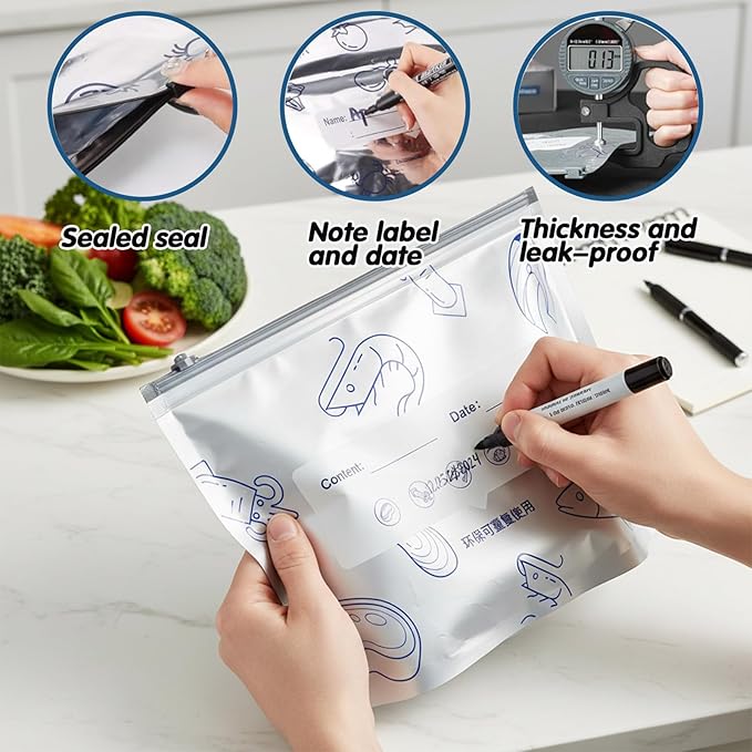 30PCS Reusable Aluminum Foil Sealable Storage Bags, Aluminum Foil Freezer Bag - Image 5