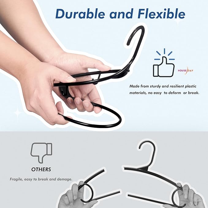 HOUSE DAY Plastic Hangers 20 Pack, Space Saving Clothes Hangers - Image 7