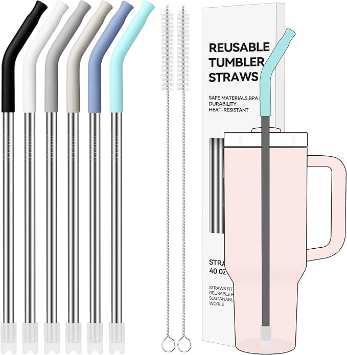 40 oz Straight Metal Straws for 40 oz Stanley Tumbler, Straw for Glass Cups by AccessoriesForWaterBottle