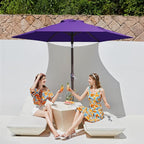 JEAREY 7.5FT Patio Umbrella Market Table Umbrella with 6 Sturdy Ribs, Push Button Tilt/Crank Outdoor Umbrella for Garden, Deck, Backyard, Pool and Beach,Dark Purple - Image 2