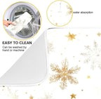 Winter Snowflake White Dish Drying Mat - Image 2