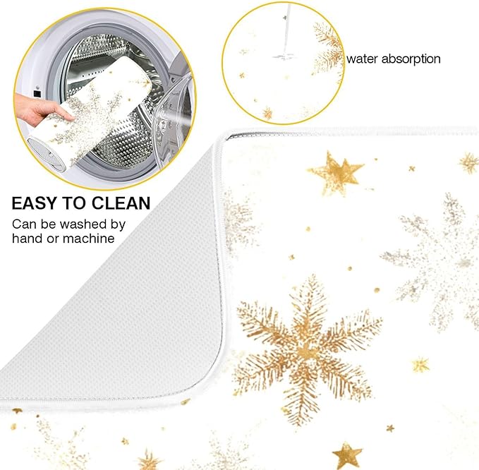 Winter Snowflake White Dish Drying Mat - Image 2