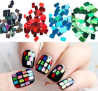 Laser Square Glitter Nail Art Sequins, Holographic 3D 12 Colors Glitter Flakes - Image 4