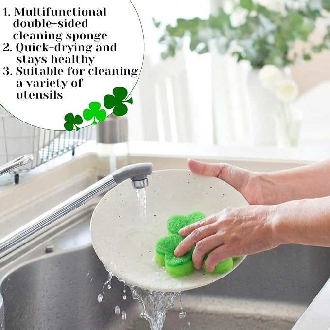 Tioncy 12 Pack St. Patrick's Day Kitchen Sponges Bulk Dual Sided Scrubber - Image 5