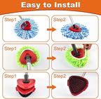 2 Microfiber Mop Head Refills and 2 Chenille Mop Pads, 1 Upgrade Scrub Brush 1 - Image 6