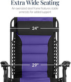 Best Choice Products Oversized Padded Zero Gravity Chair, Folding Outdoor Patio Recliner, XL Anti Gravity Lounger for Backyard w/Headrest, Cup Holder, Side Tray, Polyester Mesh - Black/Purple - Image 4