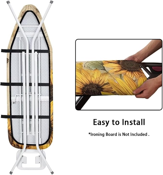 Sunflower Butterfly Ironing Board Cover and Pad, Resist Scorching and Staining - Image 4