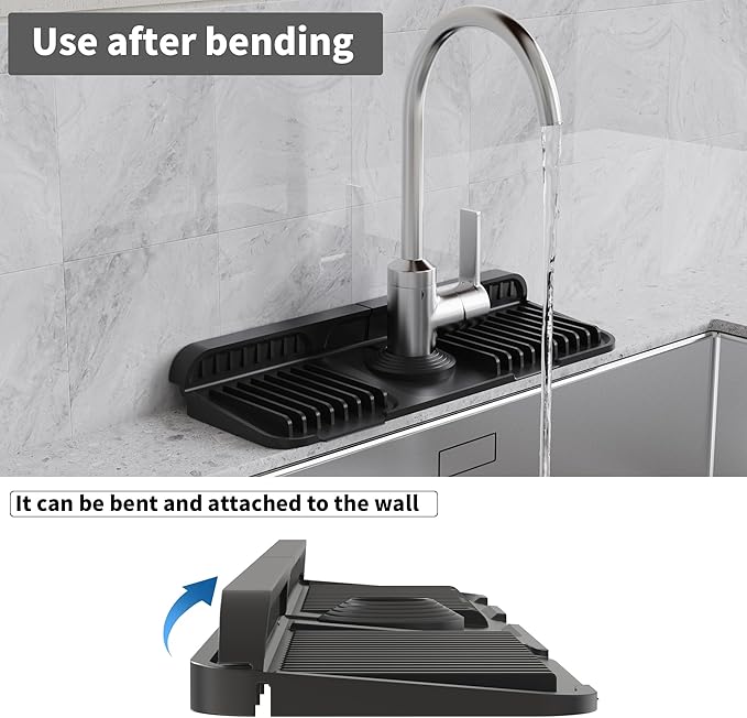 WAFT YEARN 14X5 Inch Silicone Durable Faucet Mat Kitchen Sink Splash Guard - Image 6