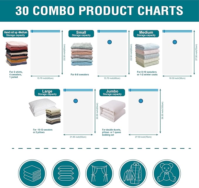 30 Pack Space Saver Bags Compression Storage Bags - Image 5