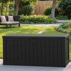 Patiowell 240 Gallon Large Outdoor Storage Box, Waterproof Deck Box with Fixed Divider, Lockable and Durable Patio Storage Solution for Patio Furniture and Garden Tools (Black) - Image 6