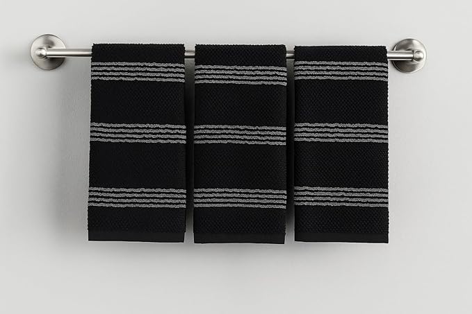 Serafina Home Black Kitchen Hand Dish Towels: Oversized 18" x 28", 100% Cotton - Image 2