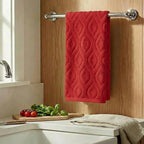 Artoid Mode 1 Pc Red 3D Diamond Grid Jacquard Hand Towels - Image 3